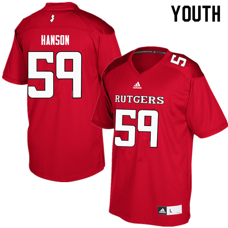 Youth #59 CJ Hanson Rutgers Scarlet Knights College Football Jerseys Sale-Red